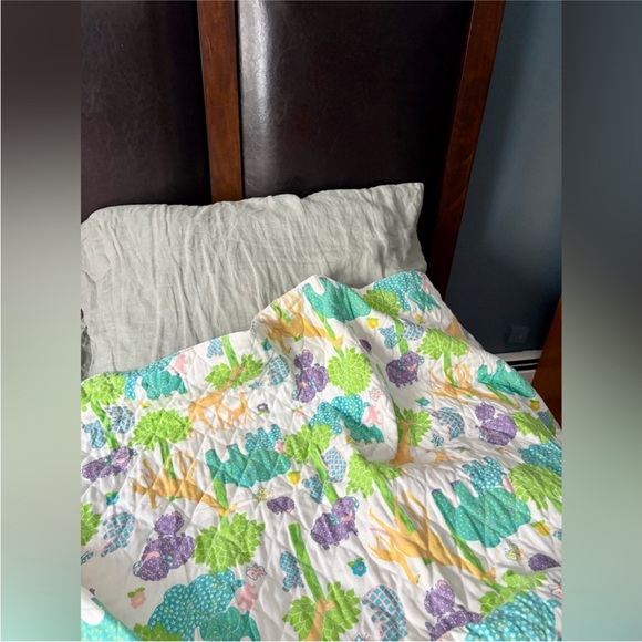 Vintage 70’s Baby Blanket Mommy Babies Elephants Giraffes Pastel Colors Jungle - Picture 2 of 8